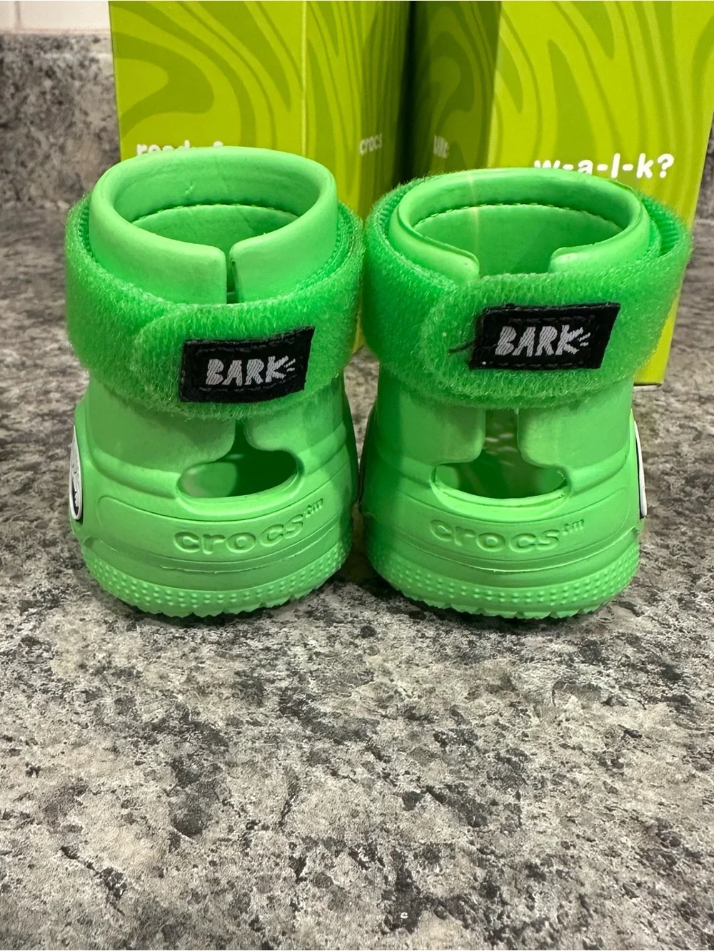 New BARK Crocs Shoes for Dogs Slime Green White Marbled Glow Booties Medium